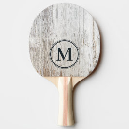 Raquete De Ping Pong Monograma de Madeira Clareada e Envelhecida