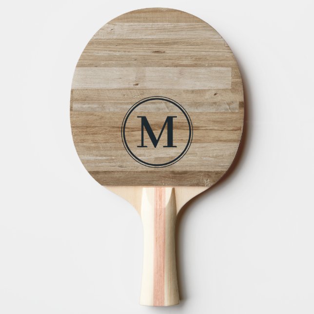 Raquete De Ping Pong Monograma de Madeira de Cinza Clara (Verso)