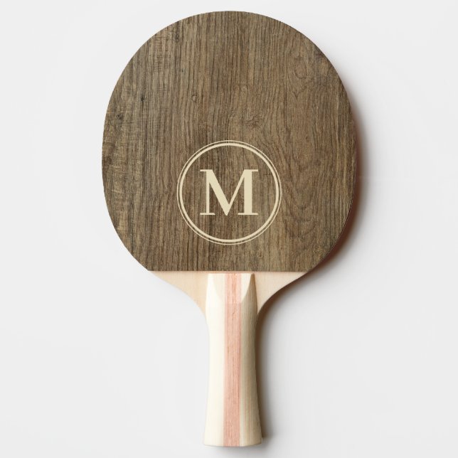 Raquete De Ping Pong Monograma de Madeira de Hickory (Verso)