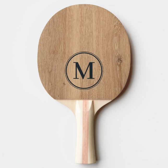 Raquete De Ping Pong Monograma de Madeira de Teca Clara (Verso)