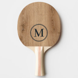 Raquete De Ping Pong Monograma de Madeira de Teca Clara