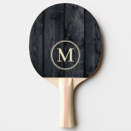 Raquete De Ping Pong Monograma de Madeira Escura Queimada