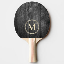 Raquete De Ping Pong Monograma de Madeira Escurecida pelo Tempo