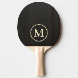 Raquete De Ping Pong Monograma de Madeira Preta Escura