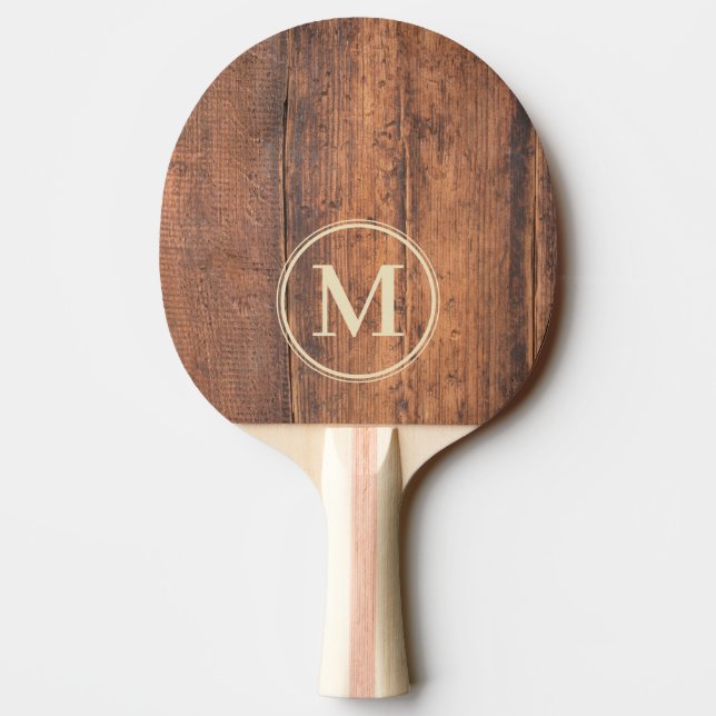 Raquete De Ping Pong Monograma de Madeira Reutilizada (Verso)