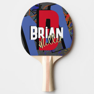 Raquete De Ping Pong Monograma de Nome Colorido de Tênis mesa