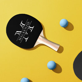 Raquete De Ping Pong Monograma de Nome de Borda Clássica de Cores Editá