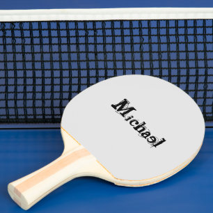 Raquete De Ping Pong Monograma de nome moderno minimalista preto cinza