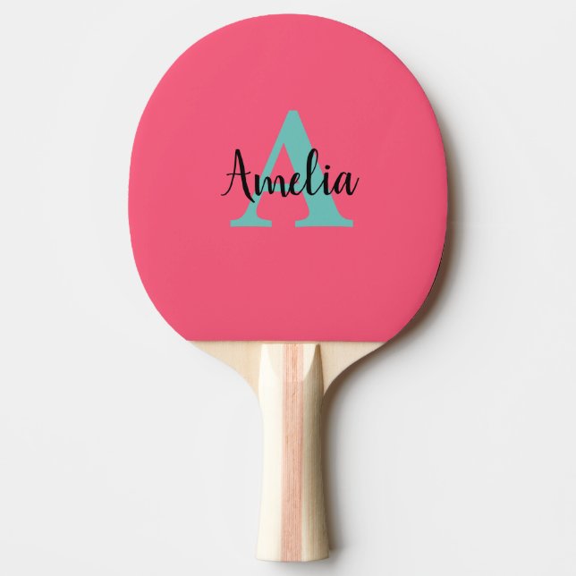 Raquete De Ping Pong Monograma de Nome Personalizado (Frente)