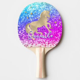 Raquete De Ping Pong Monograma de ouro branco, cor-de-rosa claro