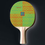 Raquete De Ping Pong Monograma de Padrão Geométrico Verde Moderno Magne<br><div class="desc">Você será um vencedor com este remo especial — padrão geométrico único — verde limão,  brilhante Magenta 2023 do ano e com um monograma e nome próprio. Qualquer pergunta sobre design,  envie um e-mail para charmdesignstudio@rcn.com e ficaremos felizes em ajudar.</div>