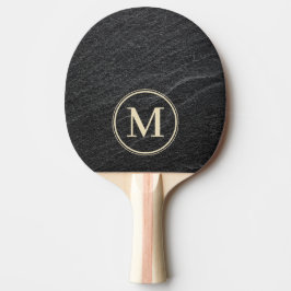 Raquete De Ping Pong Monograma de Pedra de Granito Preto