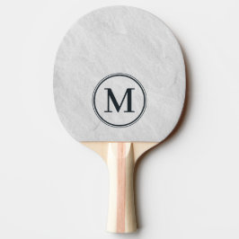 Raquete De Ping Pong Monograma de Pedra de Mármore Branco
