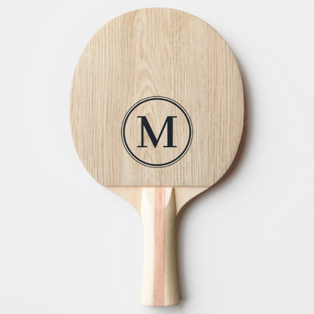 Raquete De Ping Pong Monograma de Pinheiro Branco (Frente)