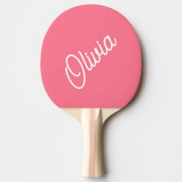 Raquete De Ping Pong Monograma de roteiro, rosa brilhante