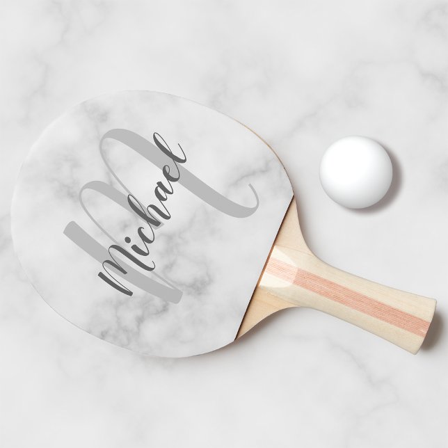 Raquete De Ping Pong Monograma de Script Personalizado e Pesquisa de Ma (Criador carregado)