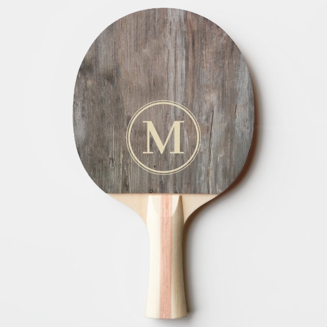 Raquete De Ping Pong Monograma de Tábuas Gastas (Verso)