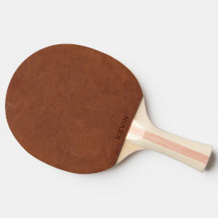 Raquete De Ping Pong Monograma de Textura de Couro Castanho