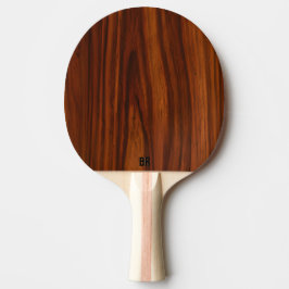 Raquete De Ping Pong Monograma de textura de madeira de Mahogany castan