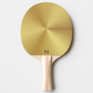 Raquete De Ping Pong Monograma de Textura Dourada Metálica brilhante