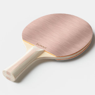 Raquete De Ping Pong Monograma de textura metálica rosa-ouro
