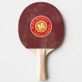 Raquete De Ping Pong monograma do logotipo na moda em vermelho