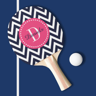 Raquete De Ping Pong Monograma do marinho e do diafrão rosa