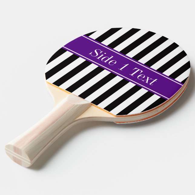 Raquete De Ping Pong Monograma do Nome da Fita Roxo Roxo Preto (Frente inclinada)