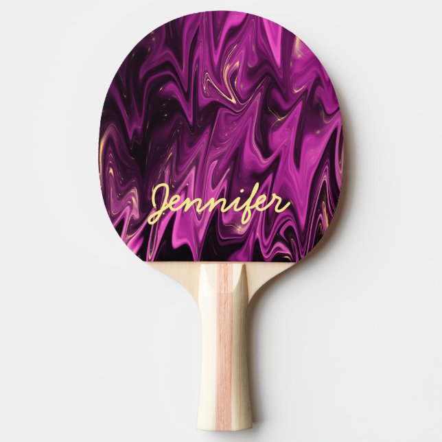Raquete De Ping Pong Monograma do padrão do gótico roxo (Frente)