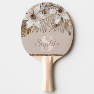 Raquete De Ping Pong Monograma Dourado de Botânica Tropical