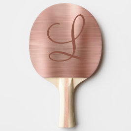 Raquete De Ping Pong Monograma Dourado de Rosa com metal escovado inici