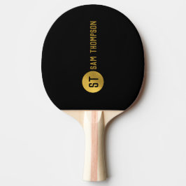 Raquete De Ping Pong Monograma Dourado e negro elegante
