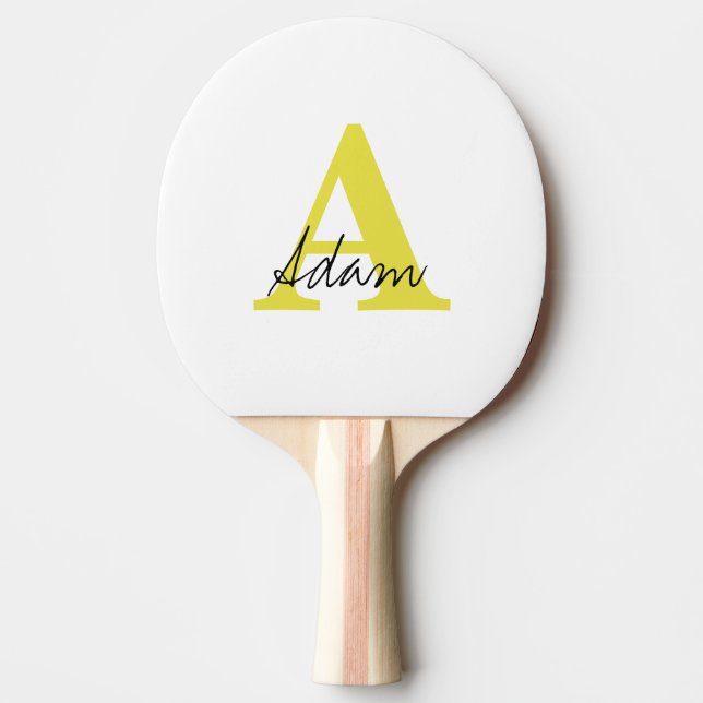 Raquete De Ping Pong Monograma Dourado Nome Personalizado Inicial Dia d (Frente)