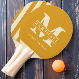 Raquete De Ping Pong Monograma e Faixa com Sobreposição de Nome Cor de