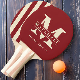Raquete De Ping Pong Monograma e Faixa com Sobreposição de Nome em Cran