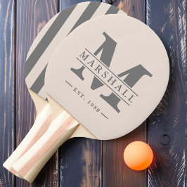Raquete De Ping Pong Monograma e Faixa de Listras com Sobreposição de N