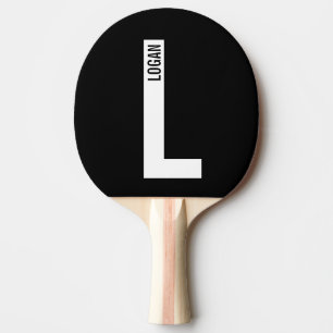 Raquete De Ping Pong Monograma e Nome de Negrito Personalizado Moderno
