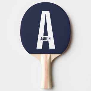 Raquete De Ping Pong Monograma e Nome de Negrito Personalizado Moderno