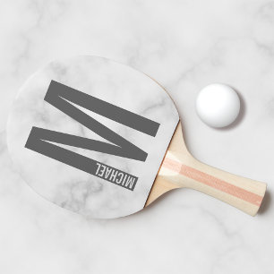 Raquete De Ping Pong Monograma e Nome de Negrito Personalizado Moderno