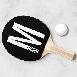 Raquete De Ping Pong Monograma e Nome de Negrito Personalizado Moderno