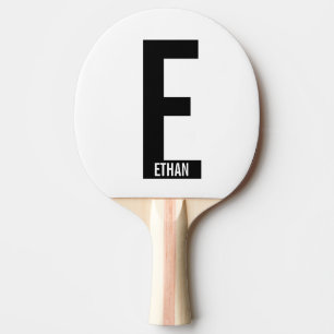 Raquete De Ping Pong Monograma e Nome de Negrito Personalizado Moderno