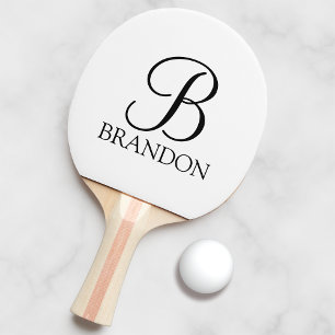 Raquete De Ping Pong Monograma e Nome do Script Personalizado Clássico