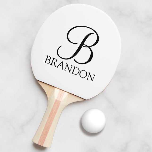 Raquete De Ping Pong Monograma e Nome do Script Personalizado Clássico (Criador carregado)