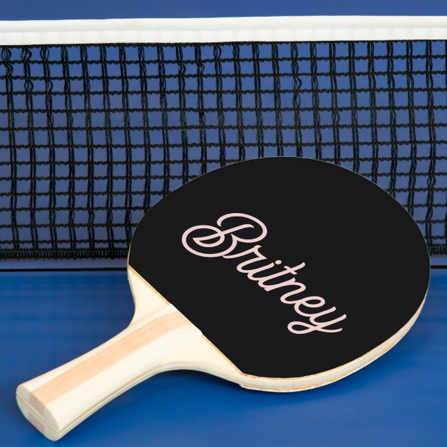 Raquete De Ping Pong Monograma e Nome Moderno Pink Pidroso Blush (Insitu)