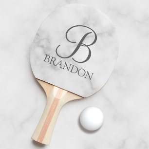 Raquete De Ping Pong Monograma e Nome Personalizados de Script de Ângul