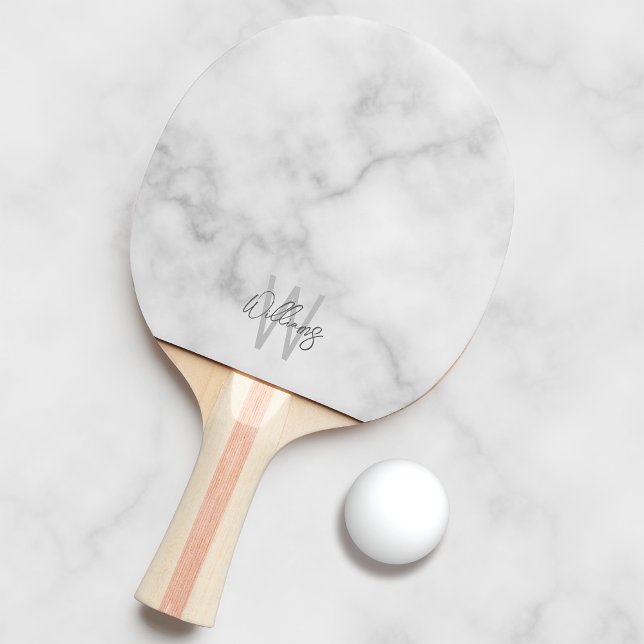 Raquete De Ping Pong Monograma e Nome Personalizados de Script Moderno (Criador carregado)