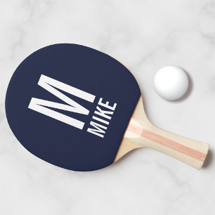 Raquete De Ping Pong Monograma e Nome Personalizados Modernos
