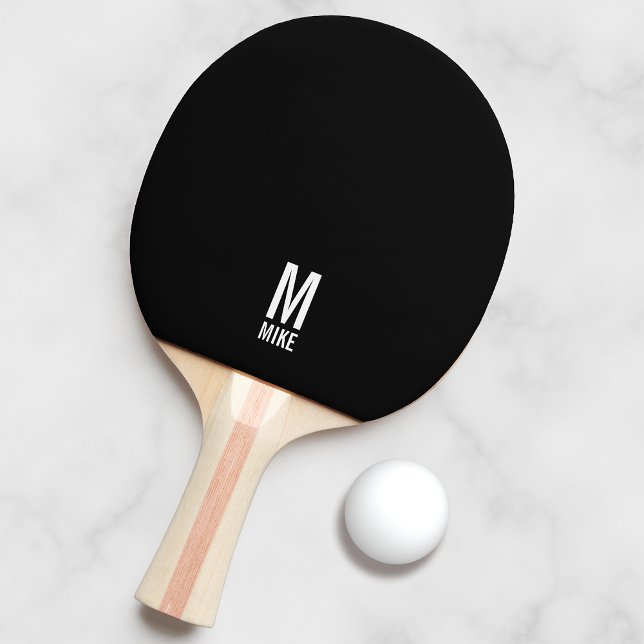 Raquete De Ping Pong Monograma e Nome Personalizados Modernos (Criador carregado)