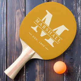 Raquete De Ping Pong Monograma e Nome Sobreposto Burnt Buttercup