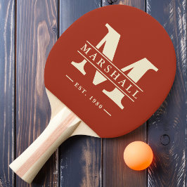 Raquete De Ping Pong Monograma e Nome Sobreposto Burnt Sienna